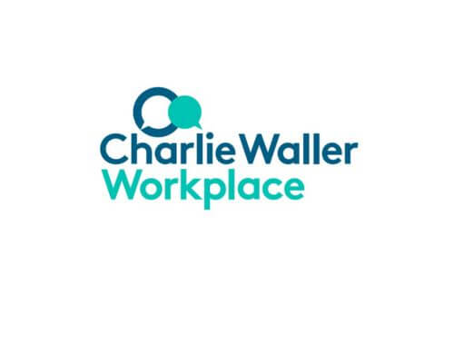 Charlie Waller Workplace Logo Blue and White
