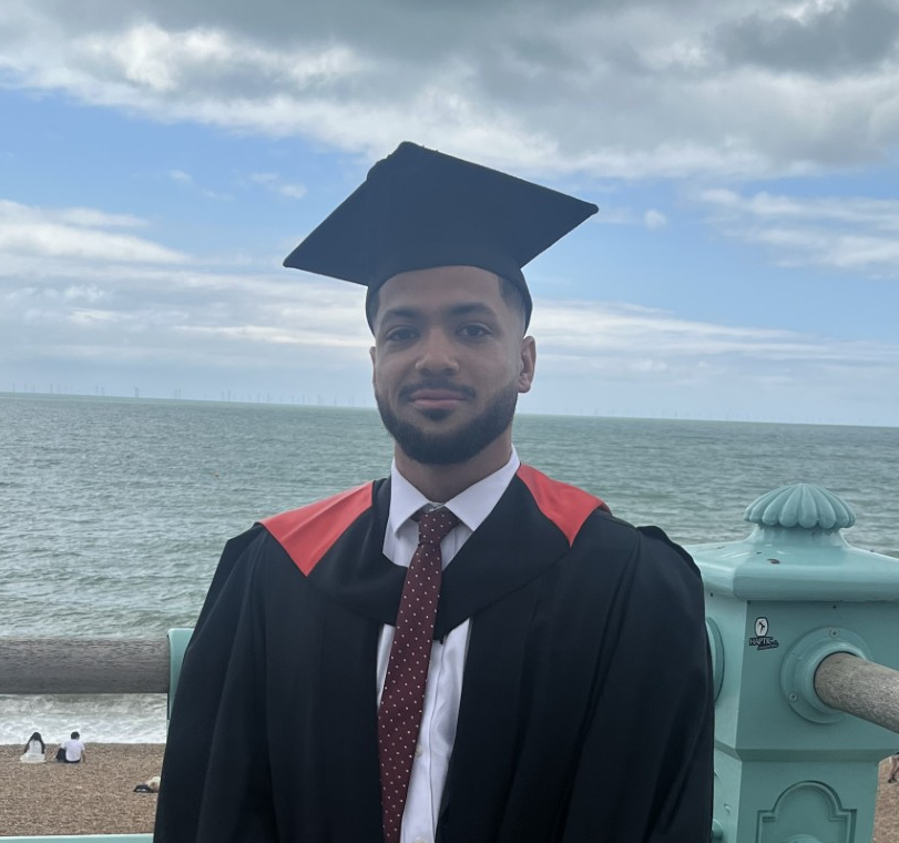 Daniel in graduation attire zoomed in