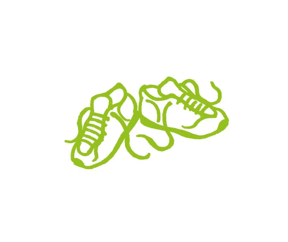 Green shoe icon walk for wellbeing