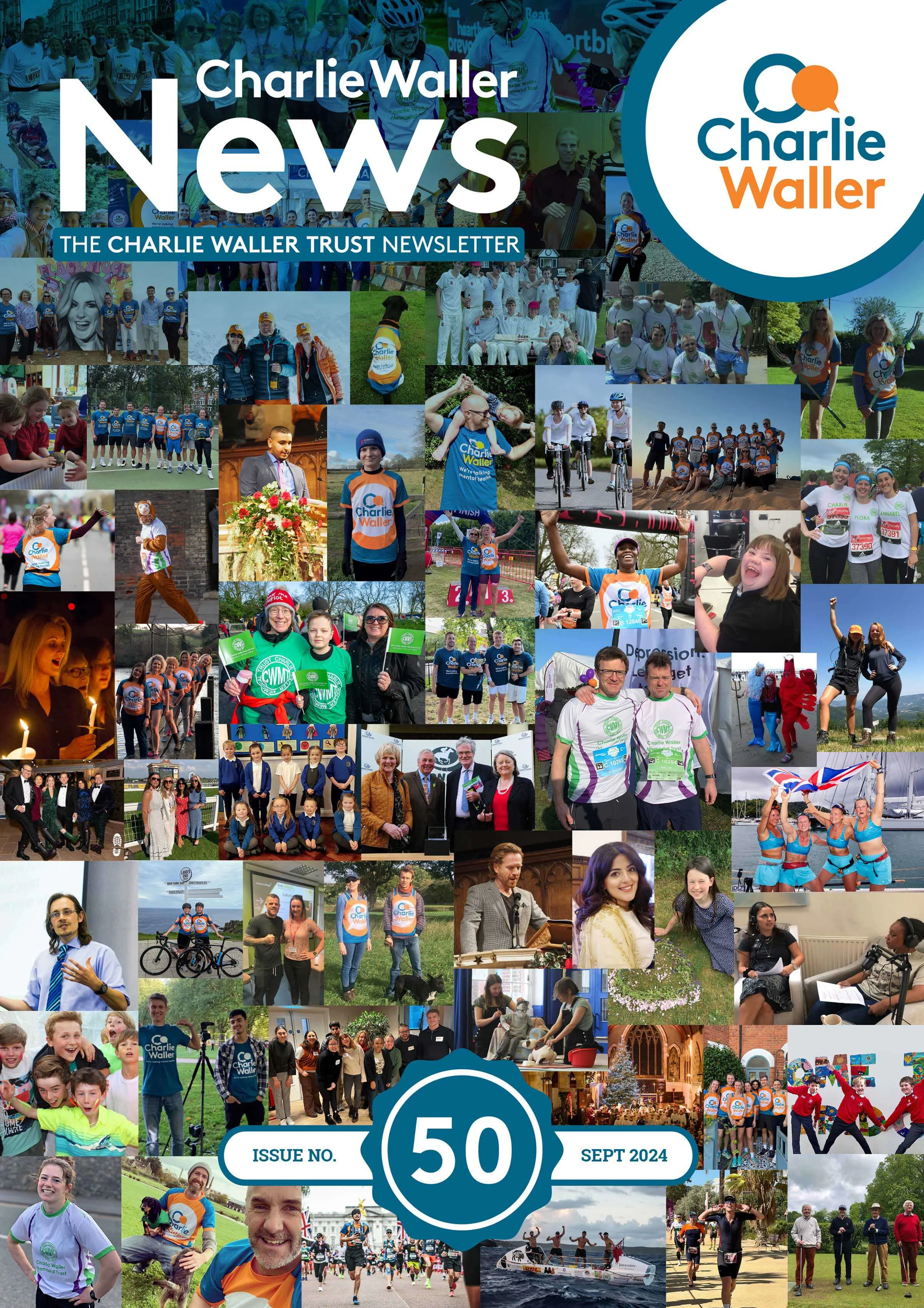 CW Newsletter 50 Sept 2024 Front Cover - a collage of images from across the 50 years CW Newsletter 50 Sept 2024 Front Cover - a collage of images from across the 50 years