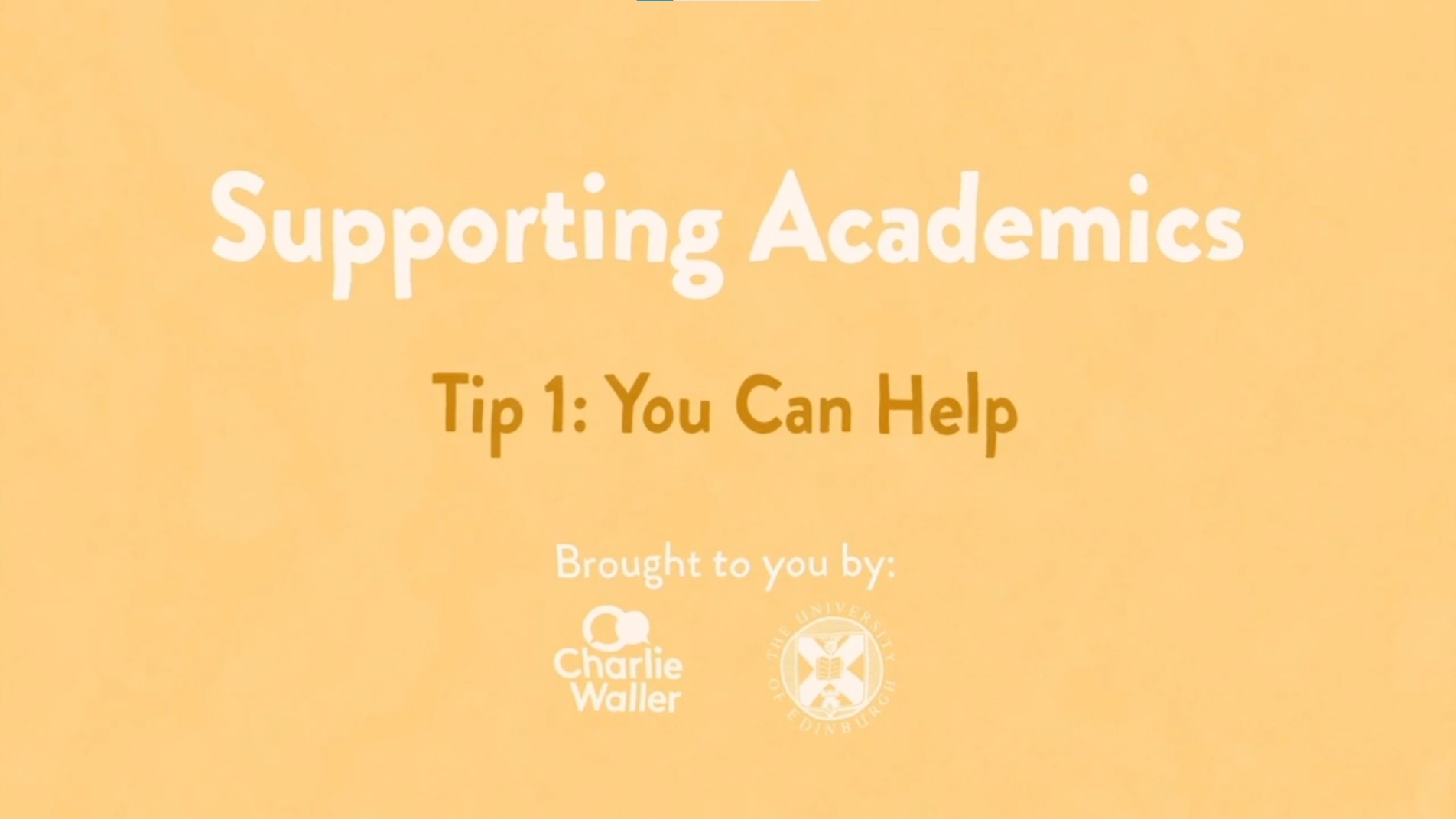 Screenshot with text: Supporting Academics. You can help.