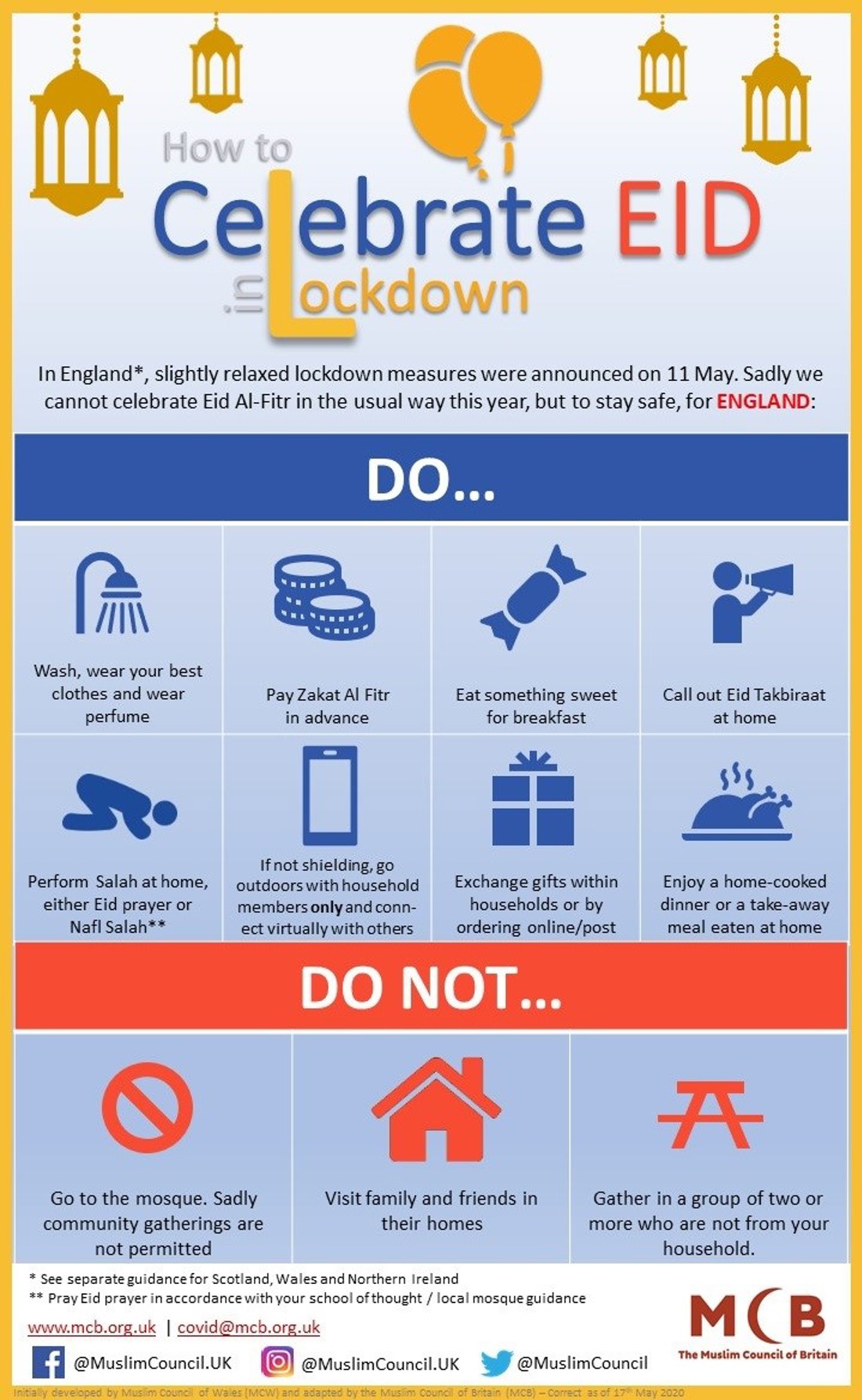 How to celebrate EID in lockdown inforgraphic