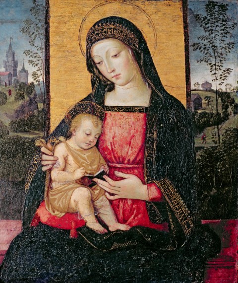 Madonna and child with gold background