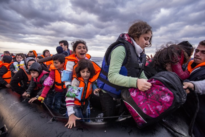 refugee children in life boat
