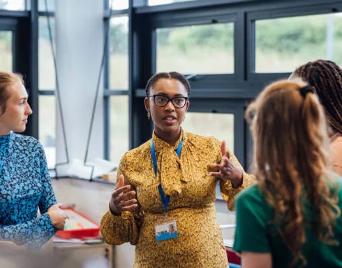 Group of female teachers talking