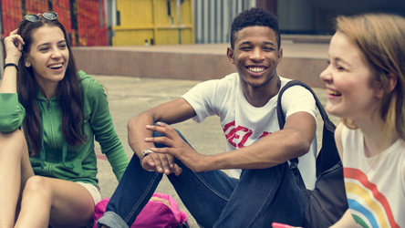 Young people laughing