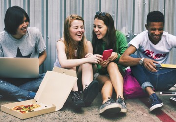 Group of young people hanging out 