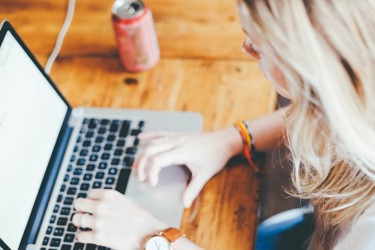 Woman working on laptop 