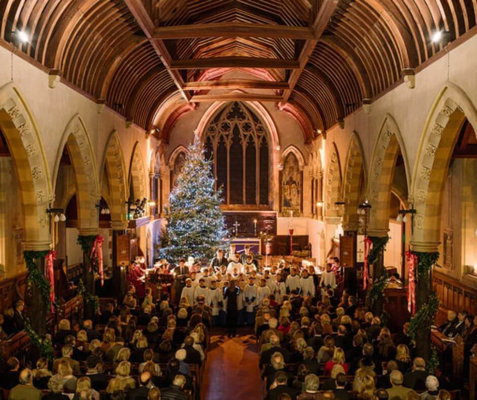 Bradfield Carols Choir singing in front of audience Bradfield Carols Choir singing in front of audience