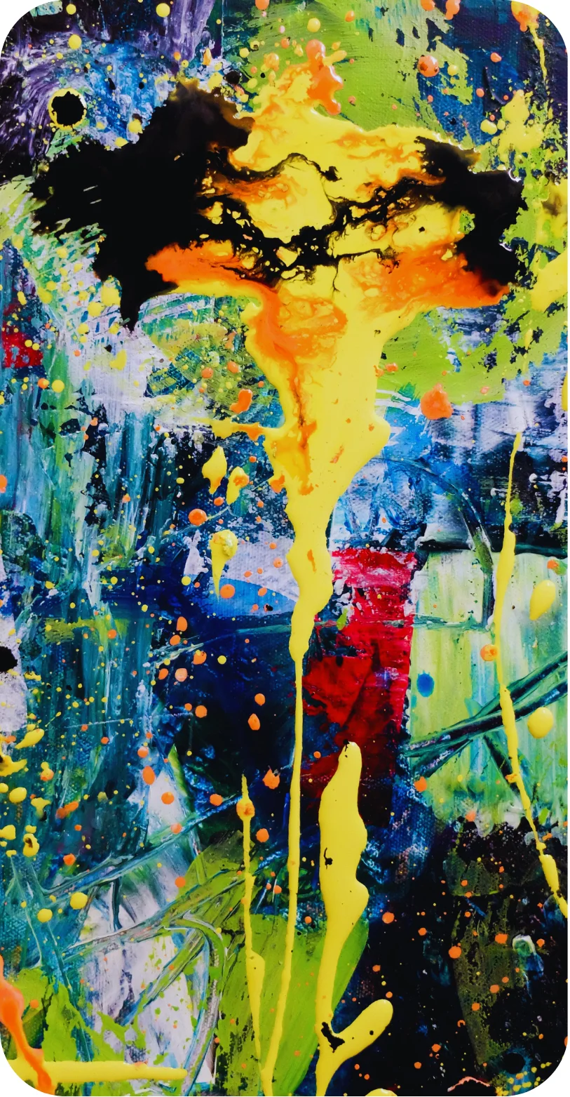 multicoloured paint on a flat surface