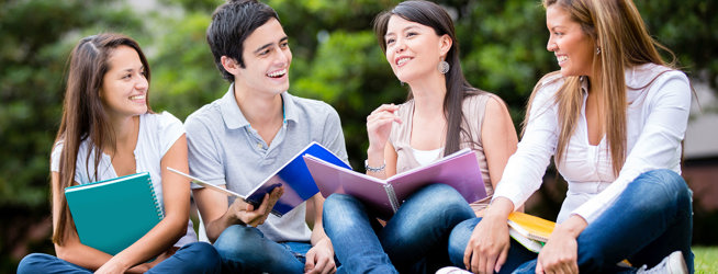 Group of students sitting outside